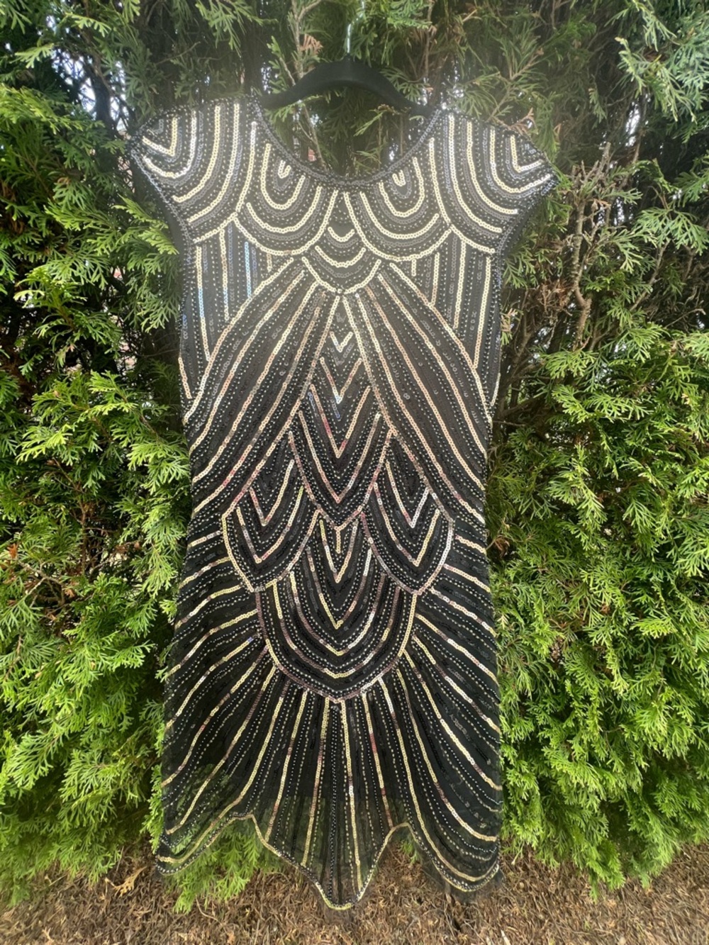 Black Beaded Art Deco Mini Dress